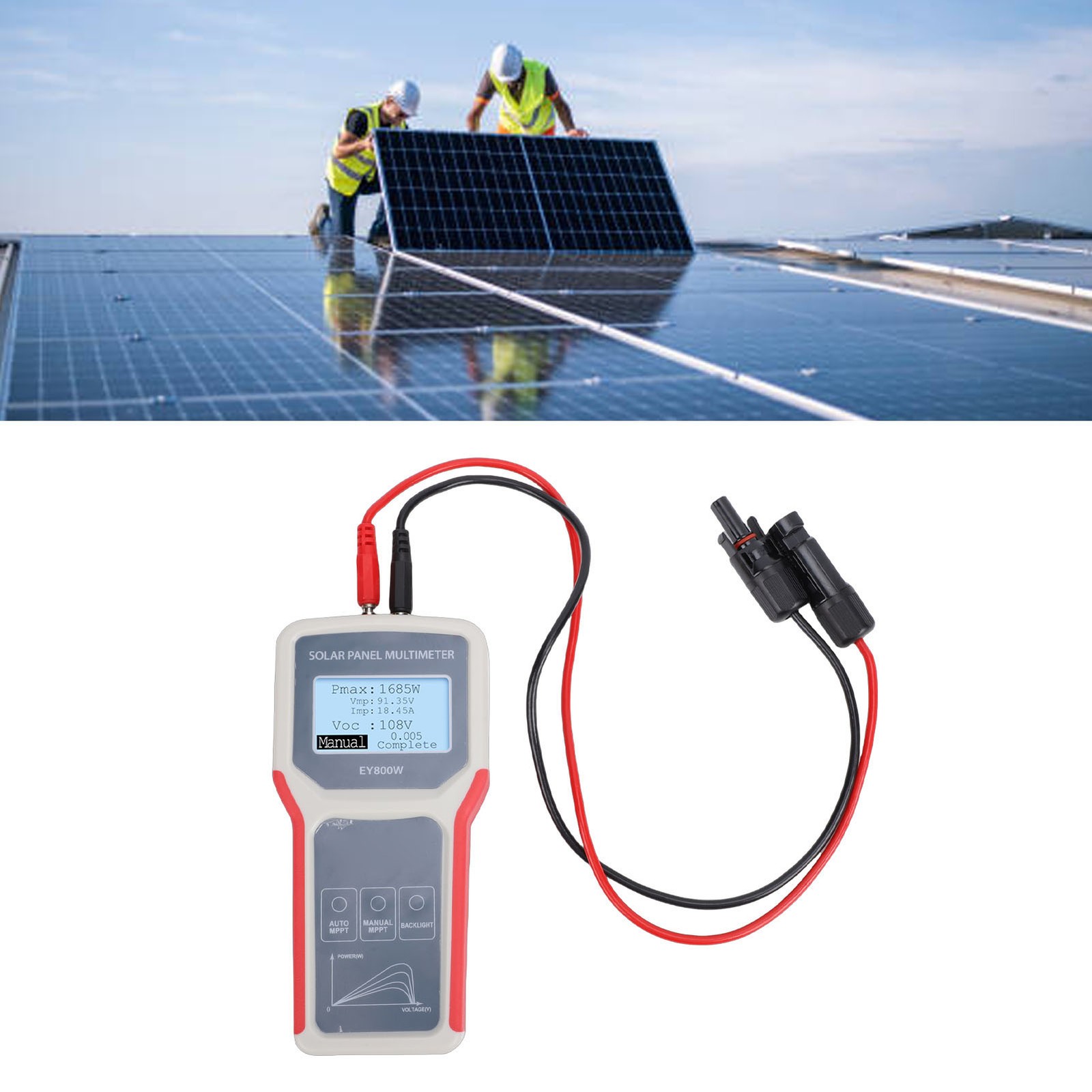 1-Solar Panel Tester LCD Display For Solar System Use 800W 12V-60V Multimeter