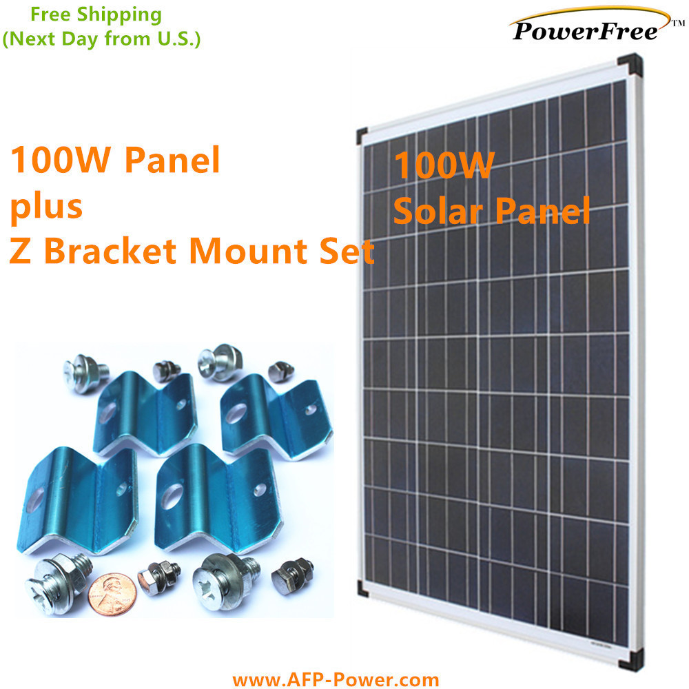 100W 100 Watts Photovoltaic Solar Panel + $20 Mount for 12v volt Battery RV Boat