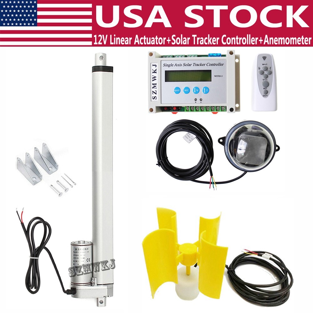 Solar Tracking Tracker -12″ 12V Linear Actuator +LCD Controller +Wind Sensor Kit