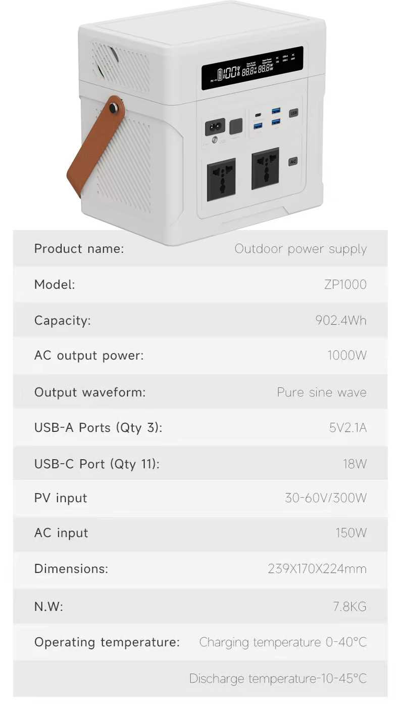 640000mAh 2000Wh 2000W LiFePO4 Battery 1200W/1000W Portable Power Station Genera