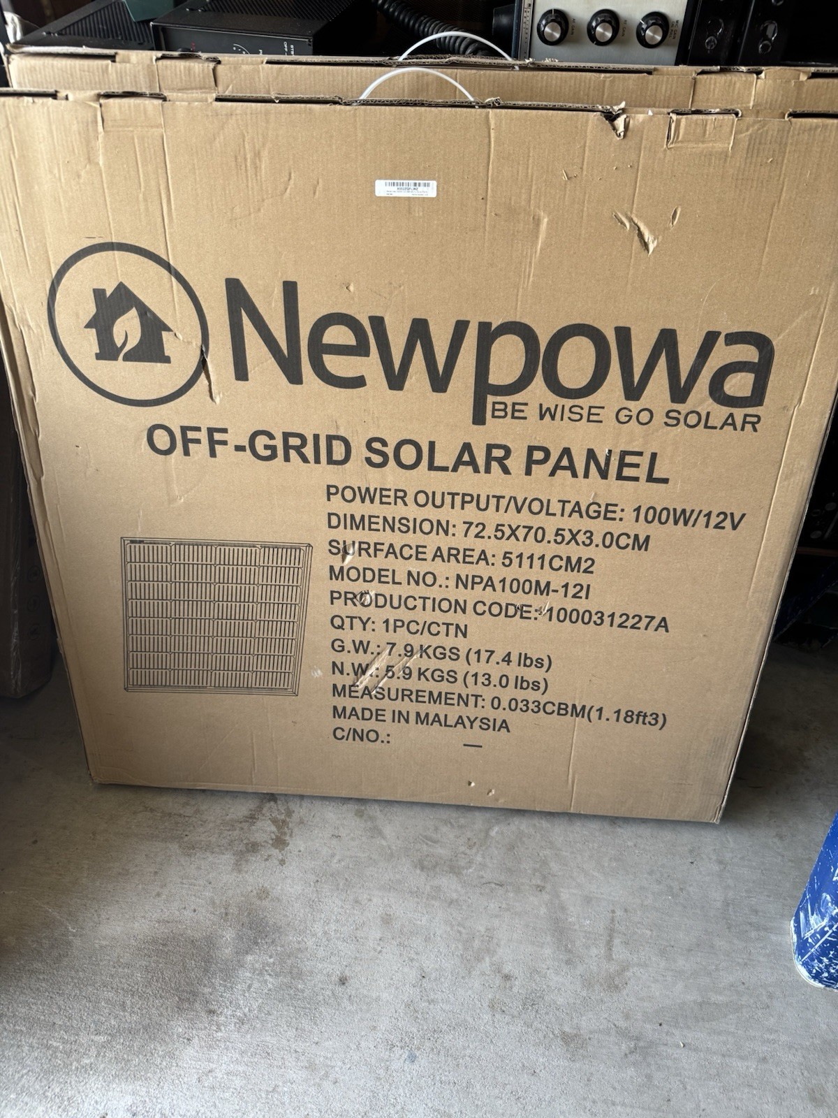 Newpowa Solar Panel : Model : NPA100M-12l ( 2 Units )
