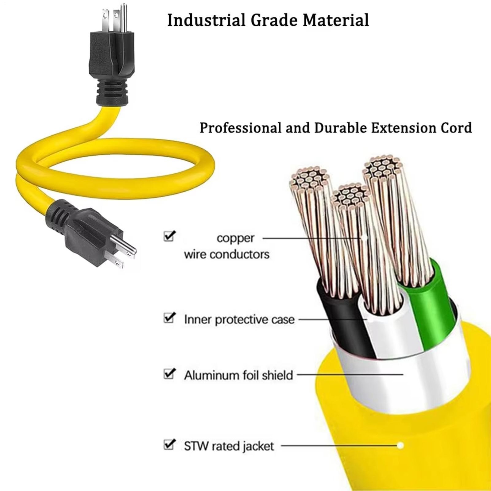 Outdoor Extension Cord 5-15P Male To Male Flame Retardant Cable Power Cord