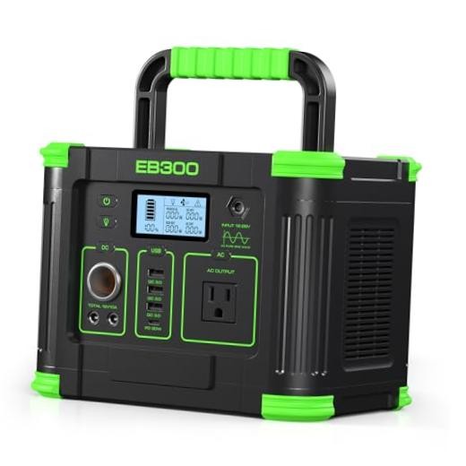 Portable Power Station 330W, 288.6Wh Lithium Battery, 60W Fast Charging, Green