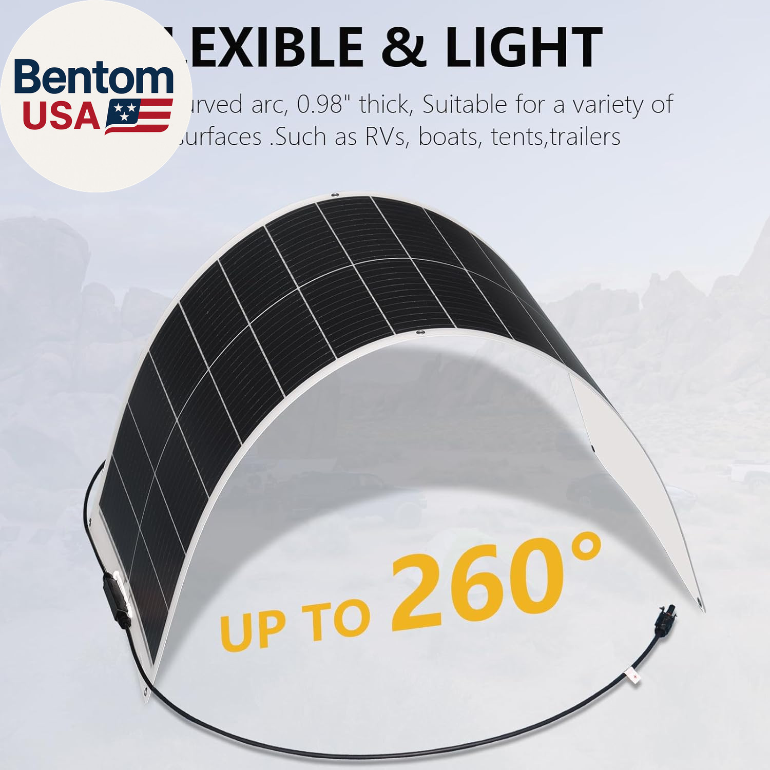 Solar Panel 200W 12V Flexible System Kit,2X100W Monocrystalline Fiberglass Modul