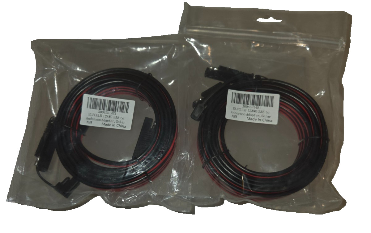 2 pack – 12AWG SAE to Anderson Adapter Cable – Solar Battery Power Connector