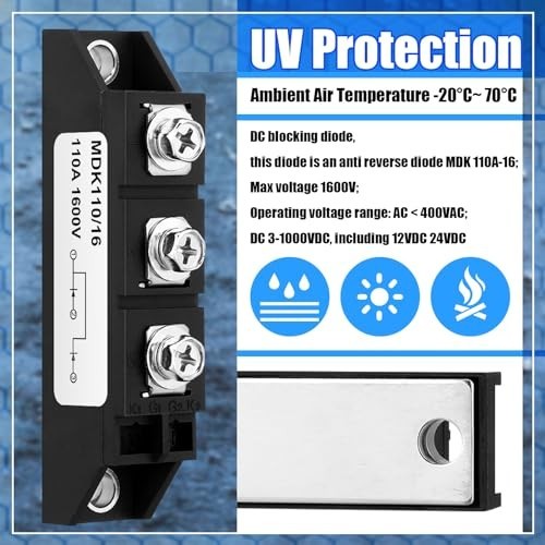 Solar Diode 1600V DC Blocking Unidirectional Anti-Reverse Diode 2 Pcs 12V 24V