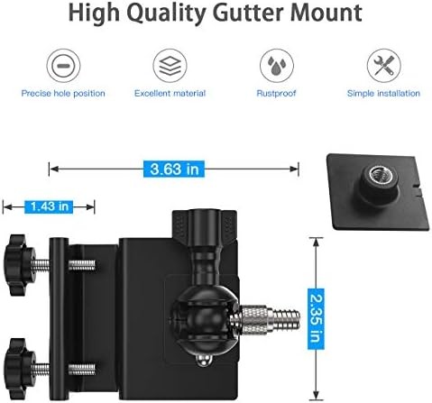 HOLACA Weatherproof Gutter Mount for Ring Solar Panel- Adjustable Aluminum Alloy