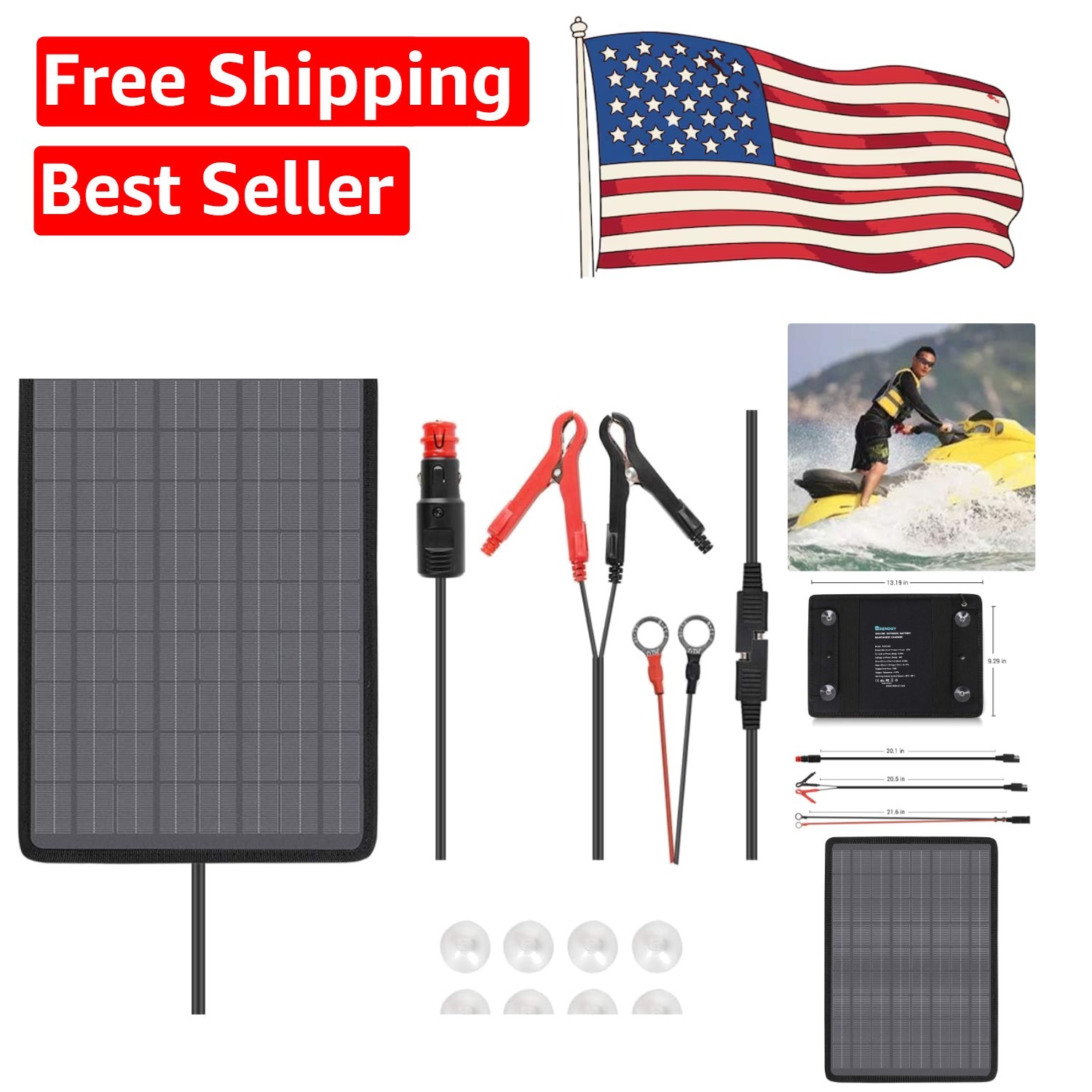 10W Solar Trickle Charger & Battery Maintainer – Portable & Weather Resistant