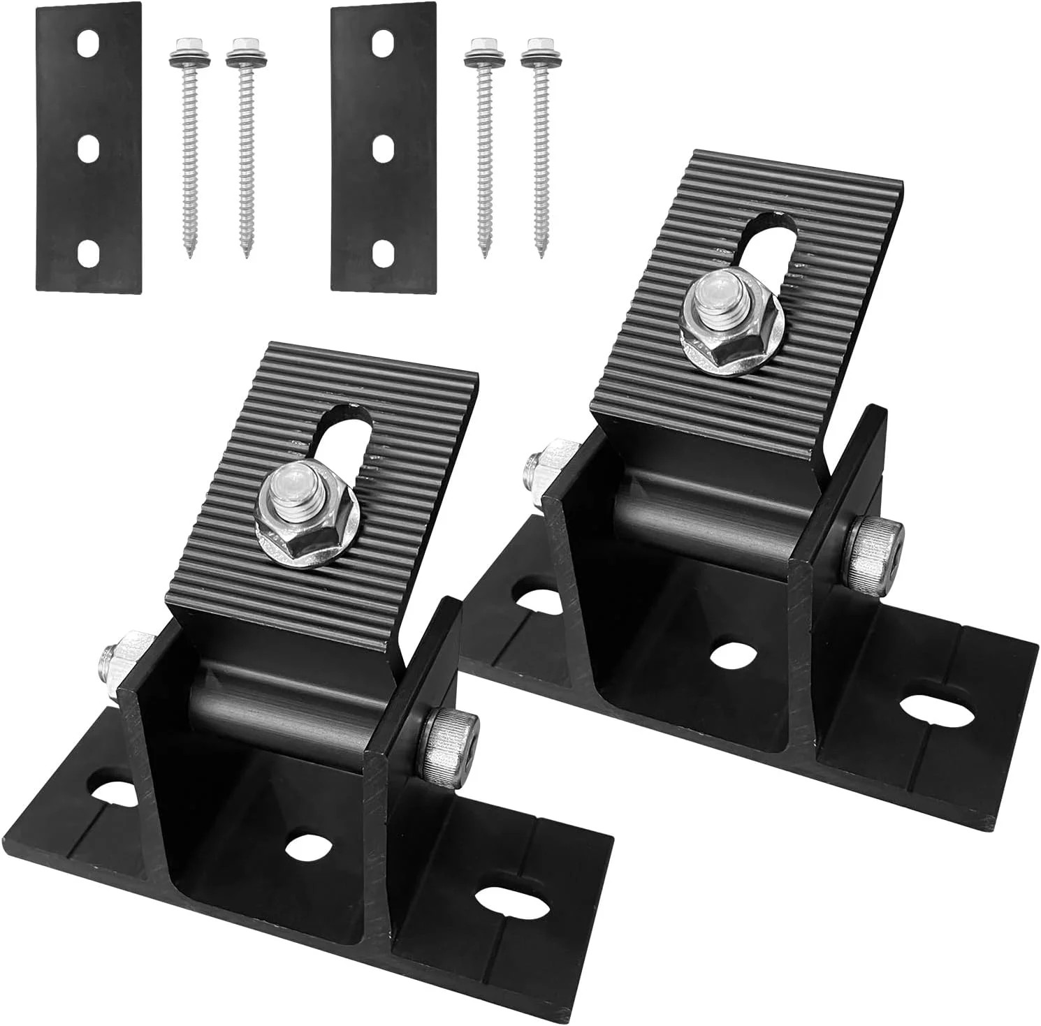 2 Pack Adjustable Solar Panel Tilt Mount Bracket Base, Tilt Angle 10-60 Flat Roo
