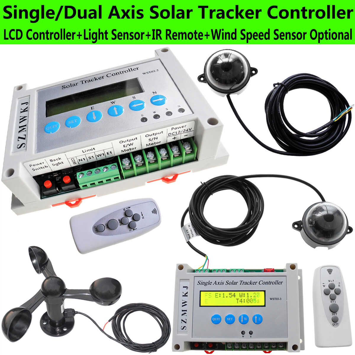 Solar Panel Sunlight Auto Tracking Single/Dual Axis LCD Solar Tracker Controller