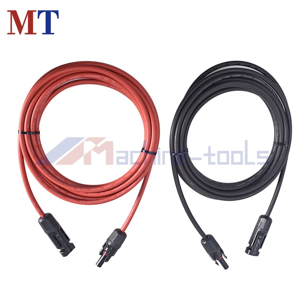 1 Pair 10 FT Black + Red 12 AWG Solar Panel Extension Cable Wire Connector