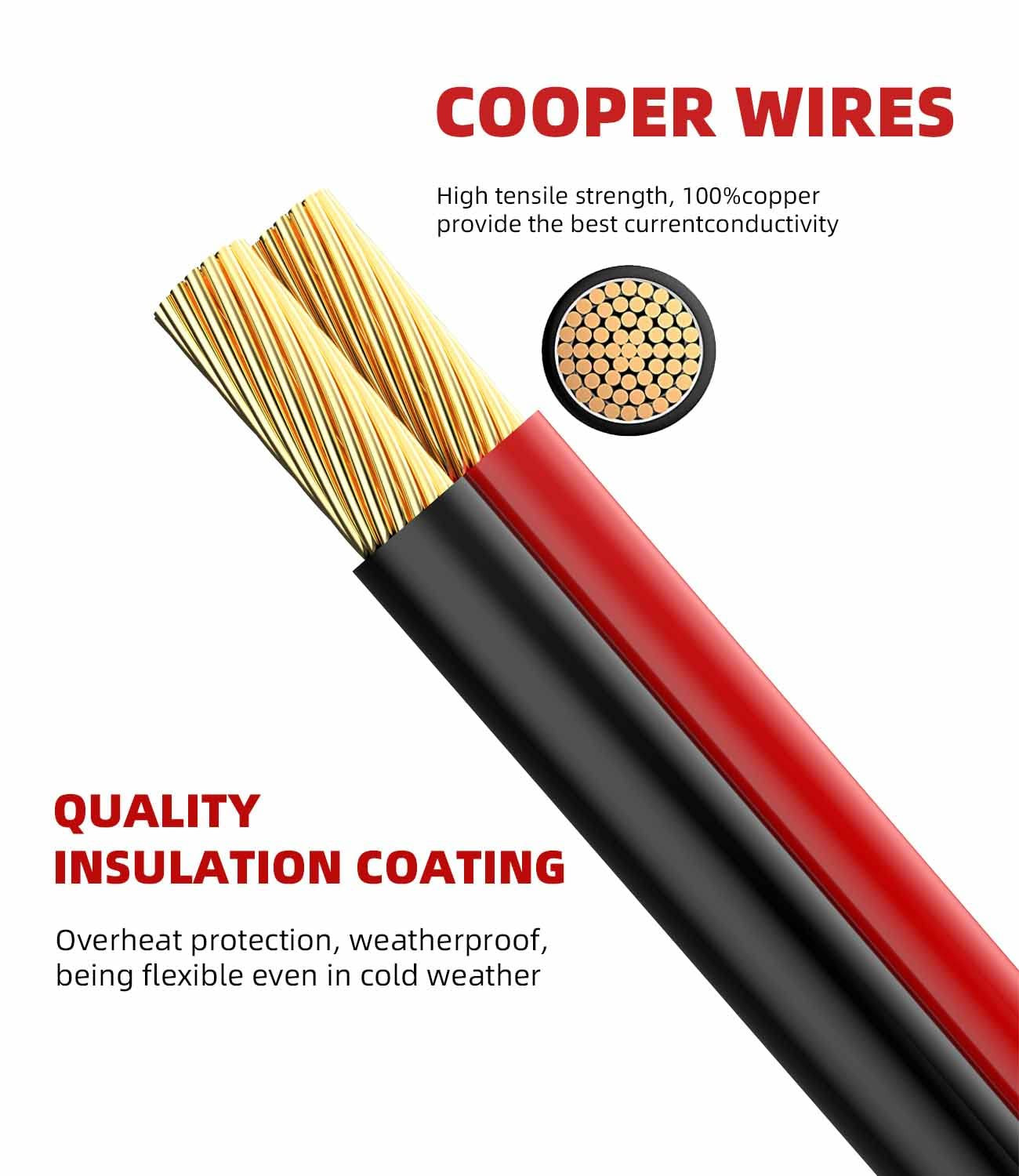 Solar Extension Cable – 10AWG, 30Cm with 2 SAE Polarity Reverse Adapters