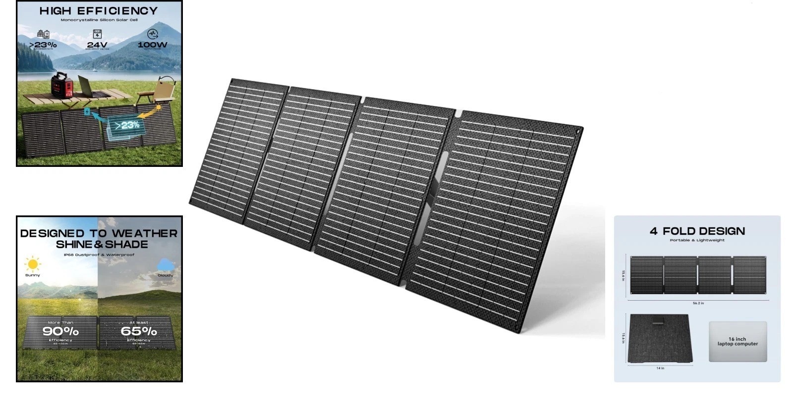 100W Portable Waterproof Solar Panel – High Efficiency Charger for Adventures