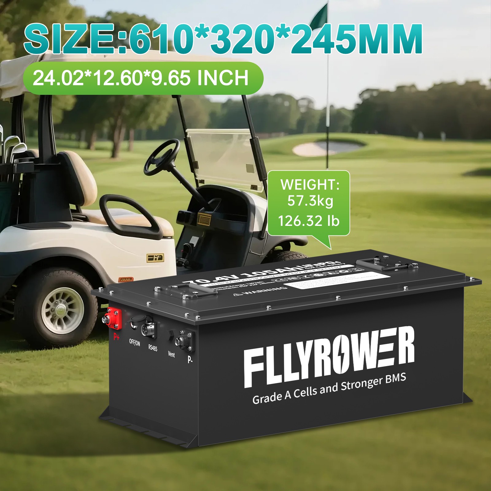 1-4X 72V 105Ah Golf Cart LiFePO4 Lithium BT Battery 200A BMS+Monitor+18A Charger