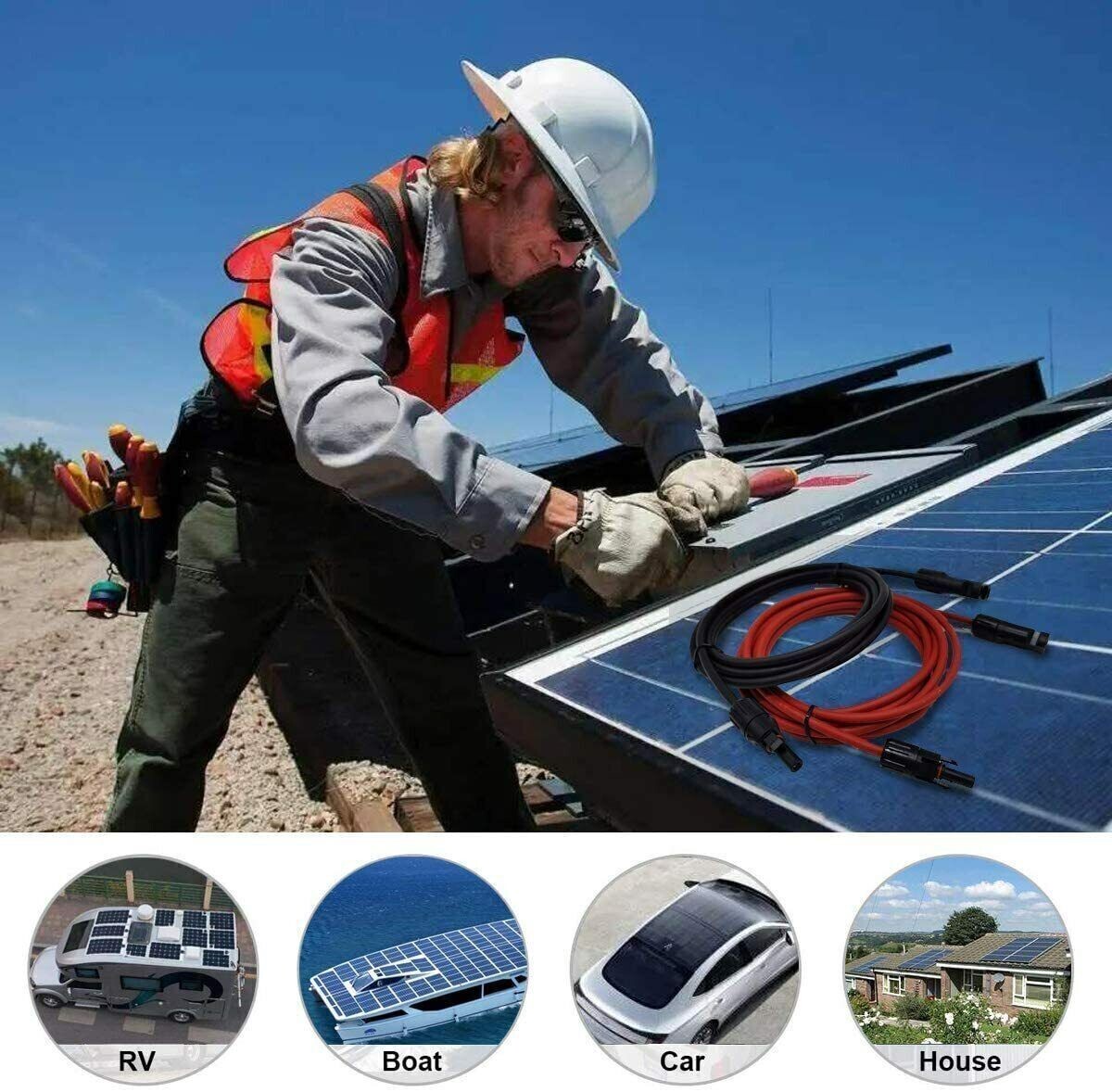 Solar Panel Extension Cable Wire Connector Regulator 2.5/4/6mm² 1M-10M