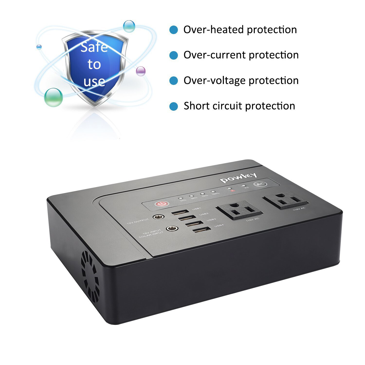 Powkey 146Wh 200W Portable Power Station Solar Generator with 40W Solar Panel