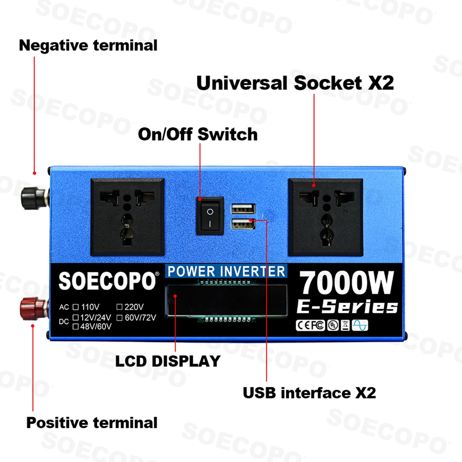 7000W Peak Solar System Kit Flexible Panel DC12V24V AC110V/220V Inverter 100A