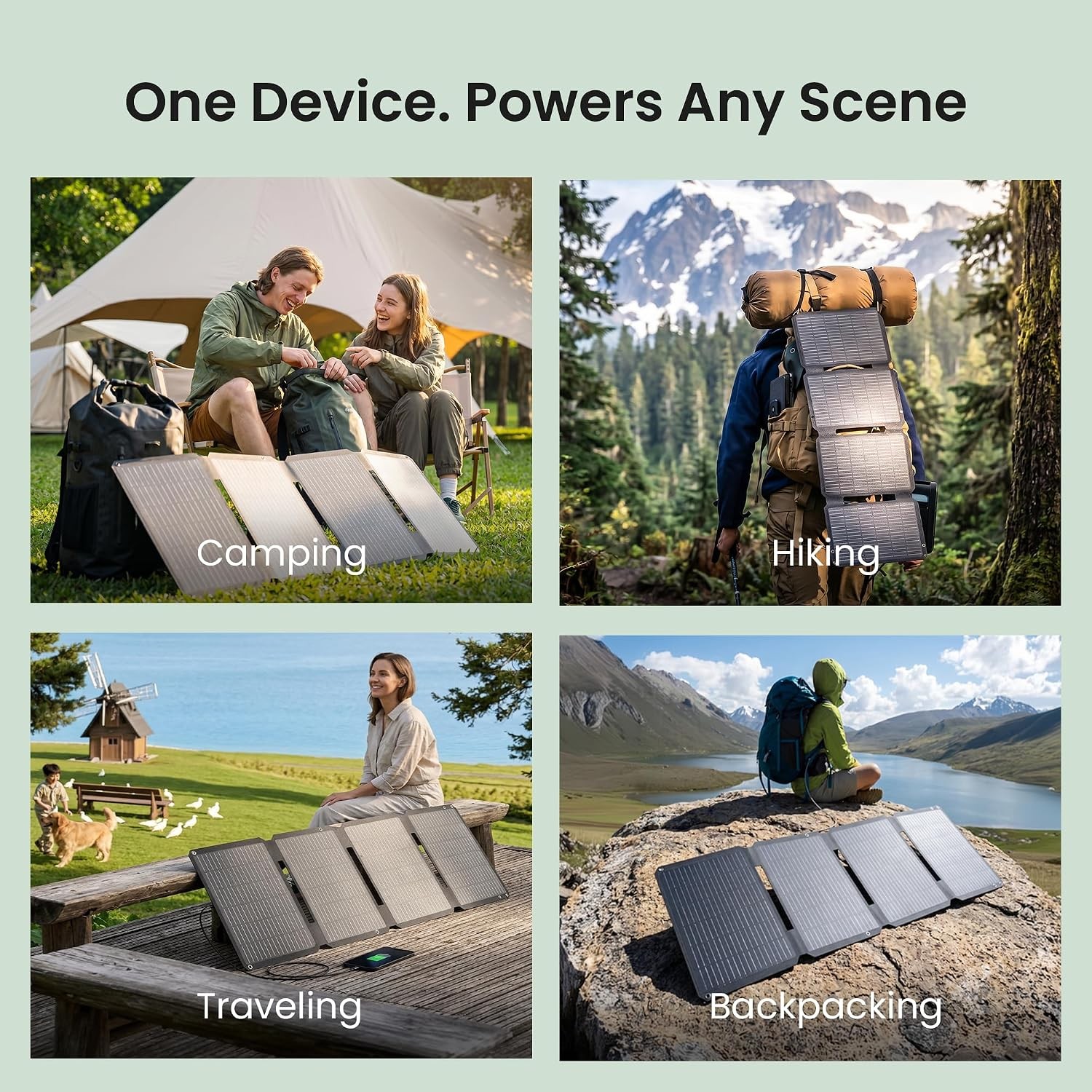 45W Solar Panel Charger W/ Dual USB-C & USB-A,25.4% High Efficiency Foldable