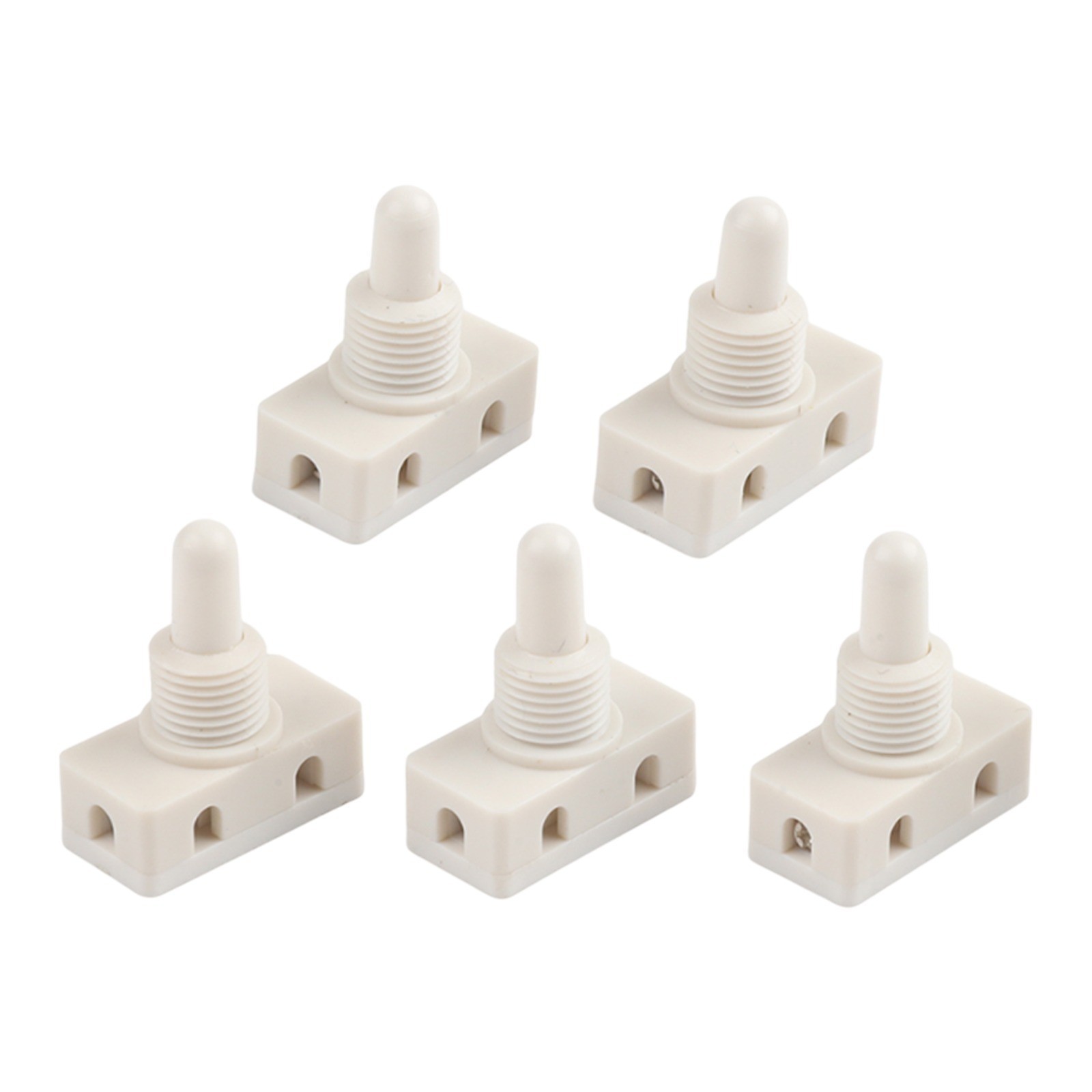 White Selflocking Push Button Switch Plastic 2A 250V for Lamp 5 Pieces Pack