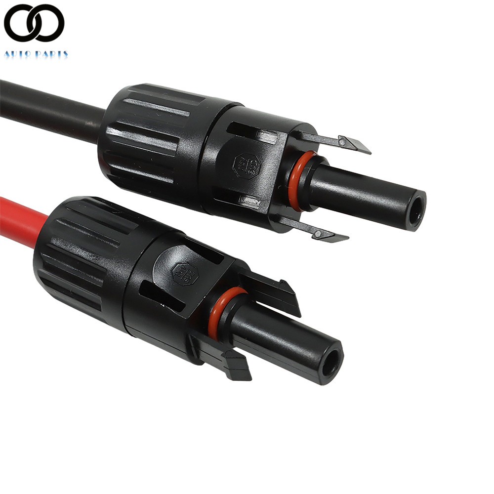 1 Pair 12/10 AWG Black + Red Solar Panel Extension Cable Wire Connector