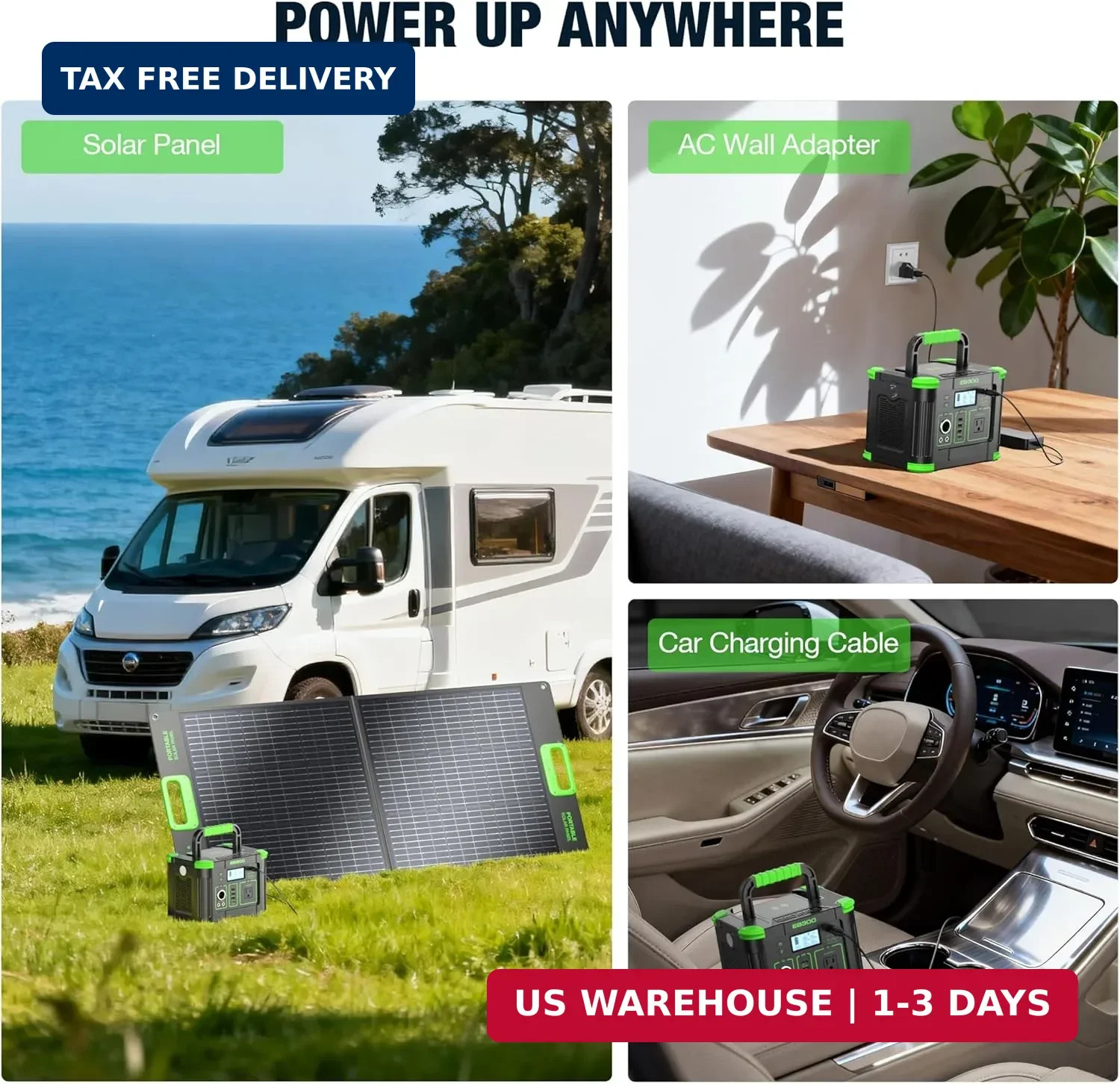 GRECELL Portable Power Station 300W, 288Wh Lithium Battery, 60W Fast Charging, U