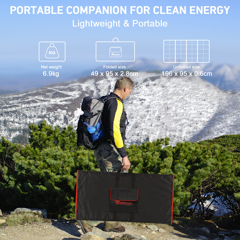 Dokio 300W 12V Foldable Mono Solar Panel Kit with Separate Controller for travel