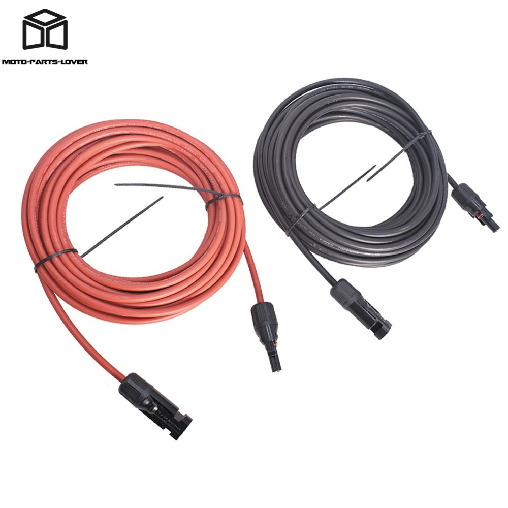 1 Pair Black + Red Wire Connector 10AWG Solar Panel Extension Cable 30 Feet
