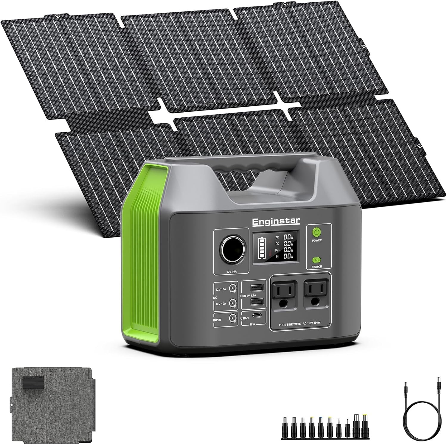 296Wh Solar Generator 300W with Foldable 60W Panel