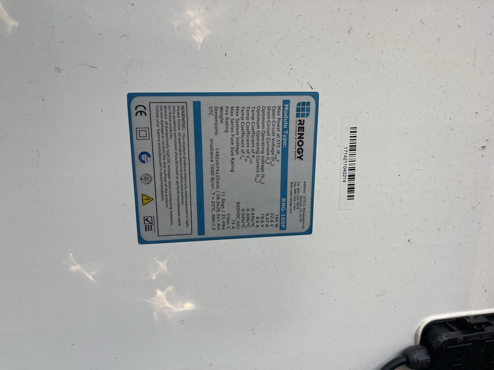 3x Renogy RNG-160P 160W Poly Solar Panels – Used – Good Condition
