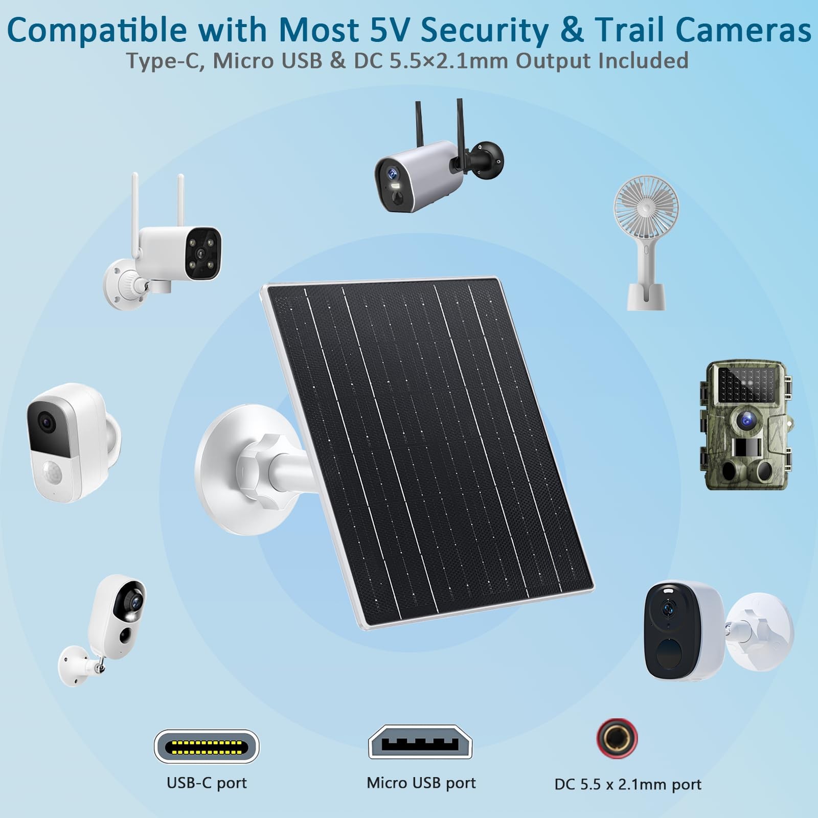 Zivif Solar Panel White Micro USB DC 5.5×2.1mm