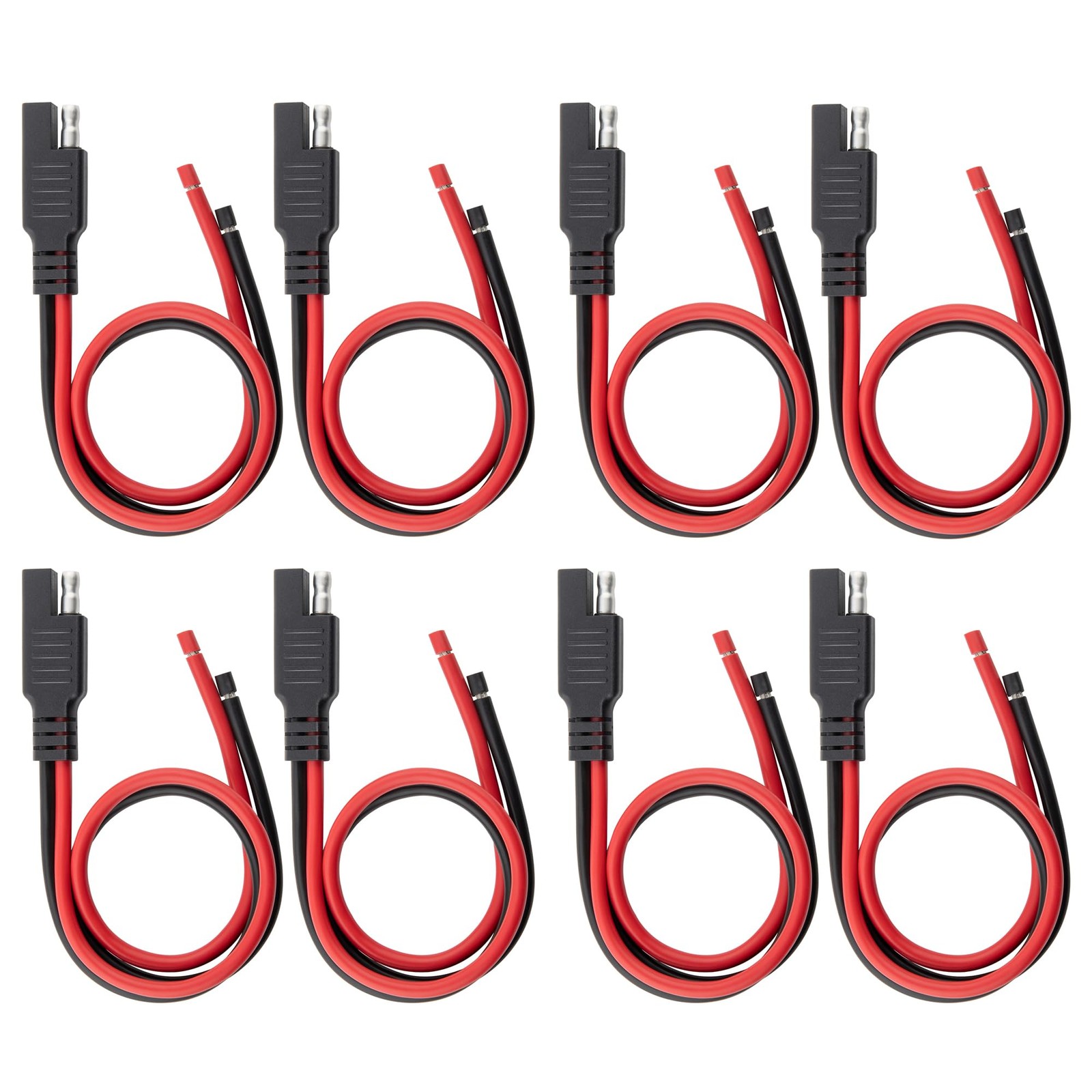 8PCS 12AWG SAE Connector 1ft 2 Pin Quick Disconnect Power Extension Cable