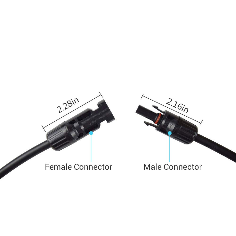 Renogy 15Ft 10AWG Solar Extension Cable with Female and Male Connectors, 1 Piece
