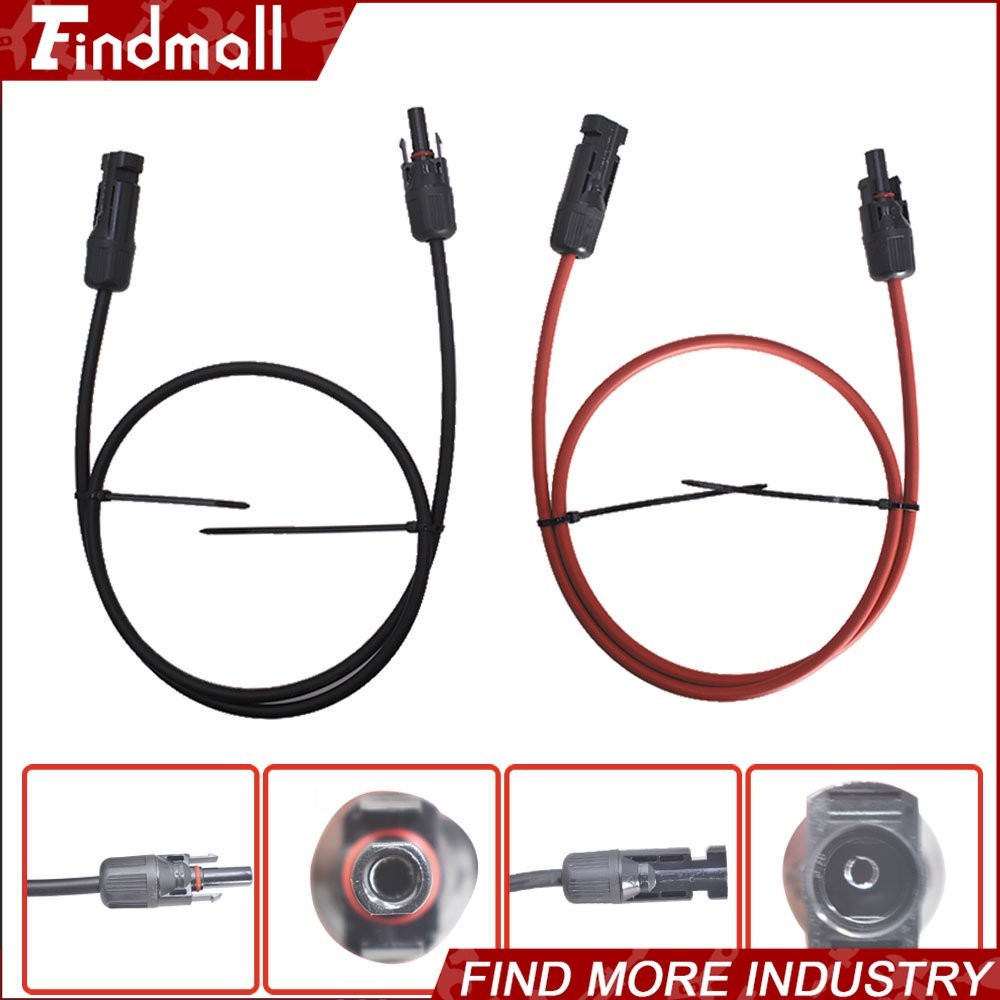 Findmall 1Pair 25ft Black + Red 12AWG Solar Panel Extension Cable Wire Connector