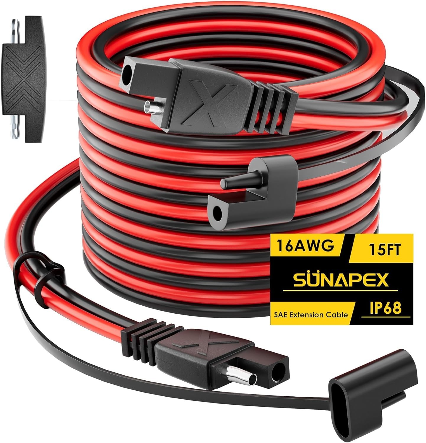 15FT SAE Extension Cable – 30A Waterproof Quick Connect for Automotive & Solar