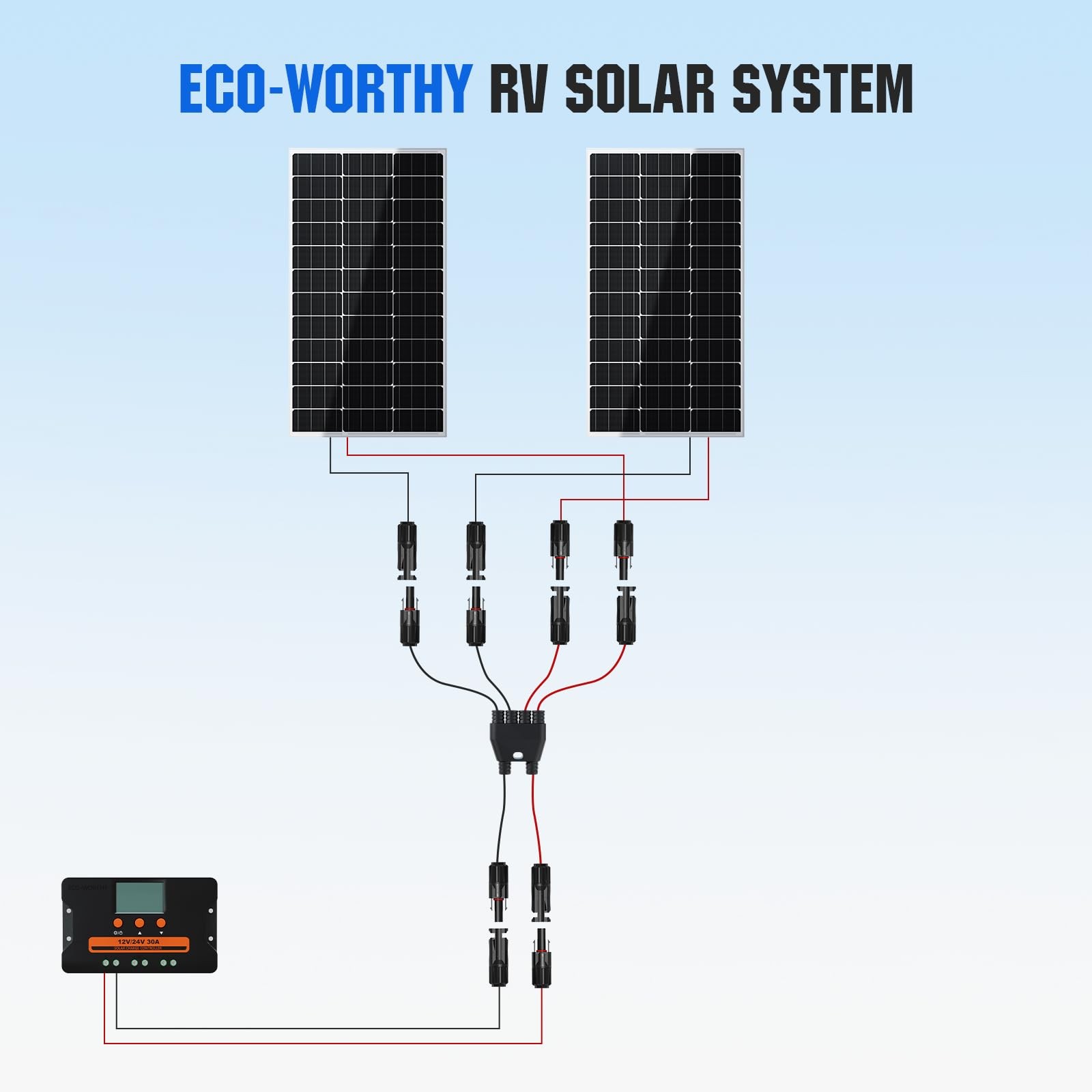Integrated Solar Connector 2-4 Y Branch Parallel PV Adapter Cable Wire Plug T…