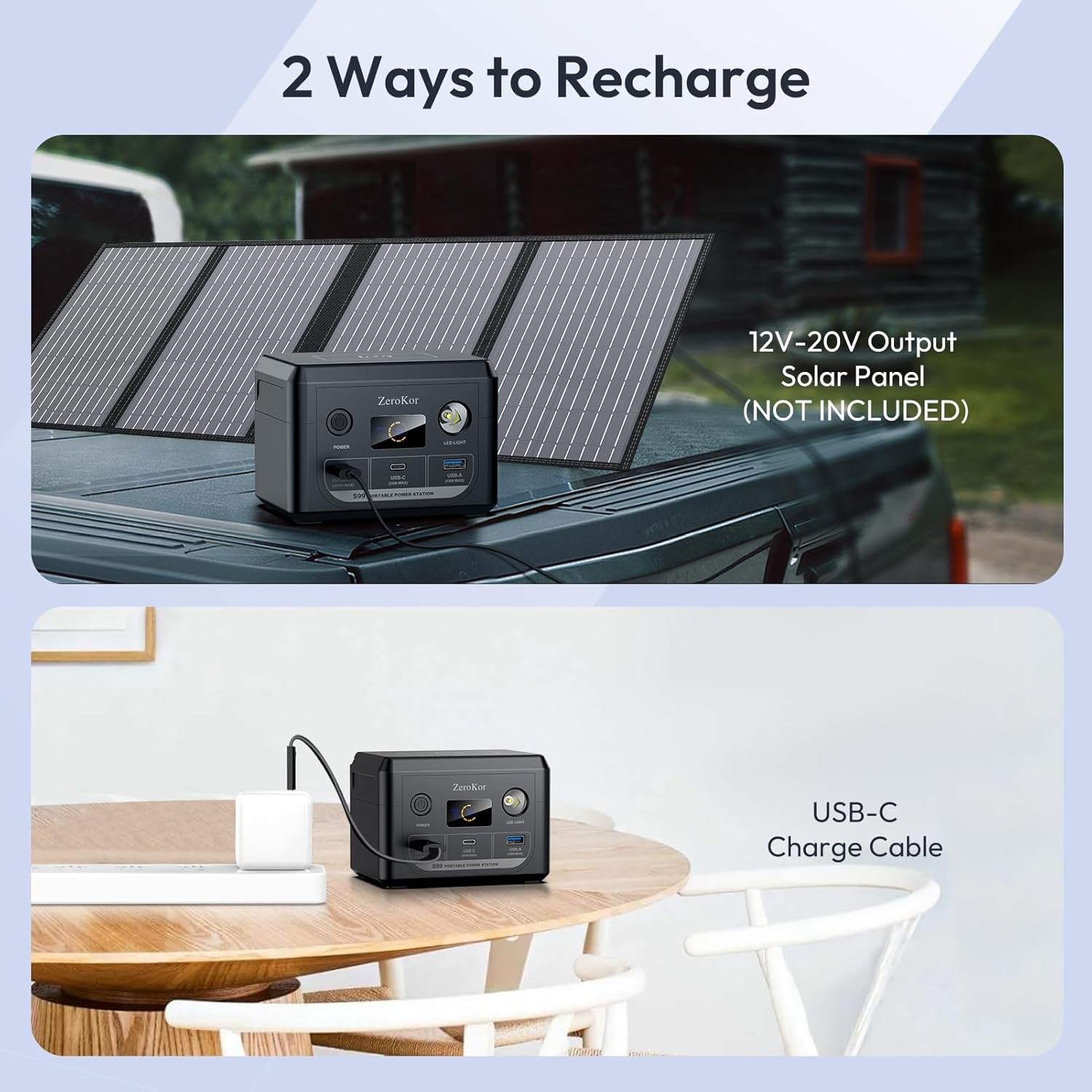 100W Portable Power Station – 30,000mAh Solar Generator with USB-C Fast Charging