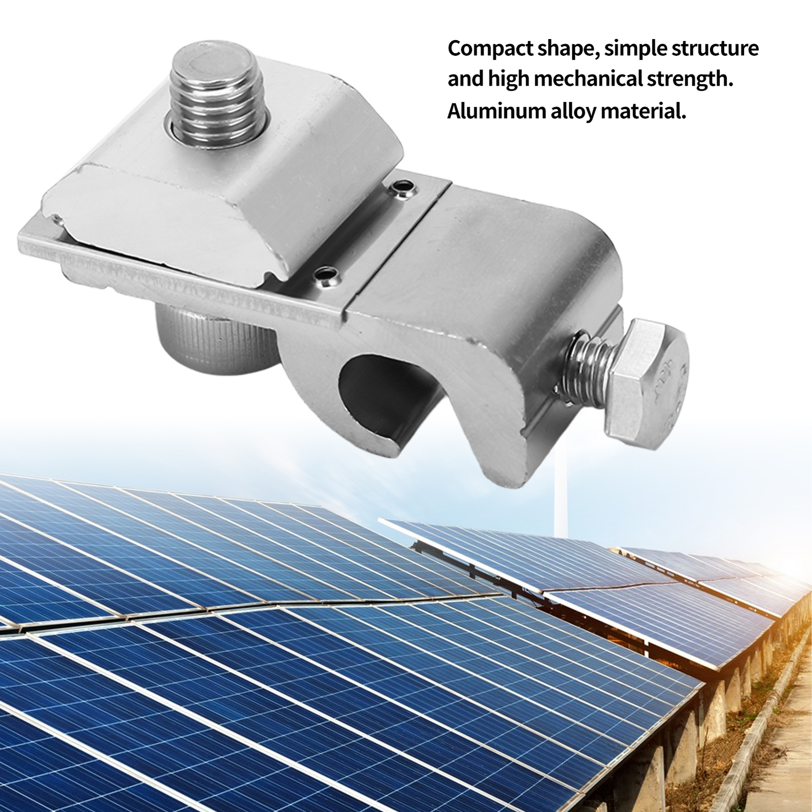 10Pcs Solar Panel Ground Clamp Aluminum Alloy M6 Lug PV Cable Coupling For Wire