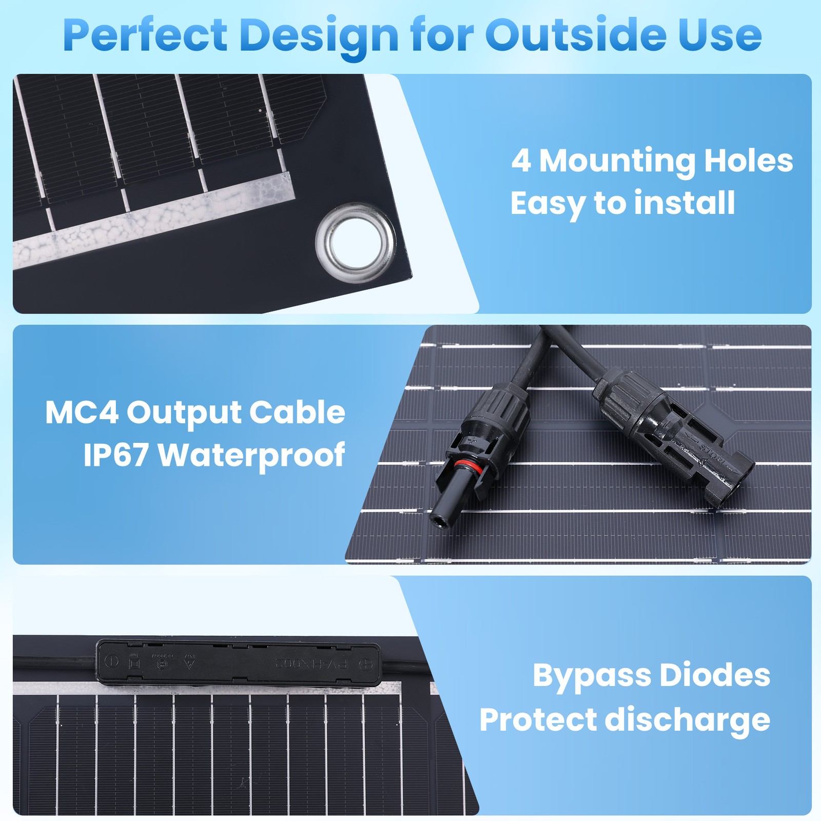 200 Watt Solar Panel Flexible 18V Home PV Power Off-Grid RV Camper System Carava