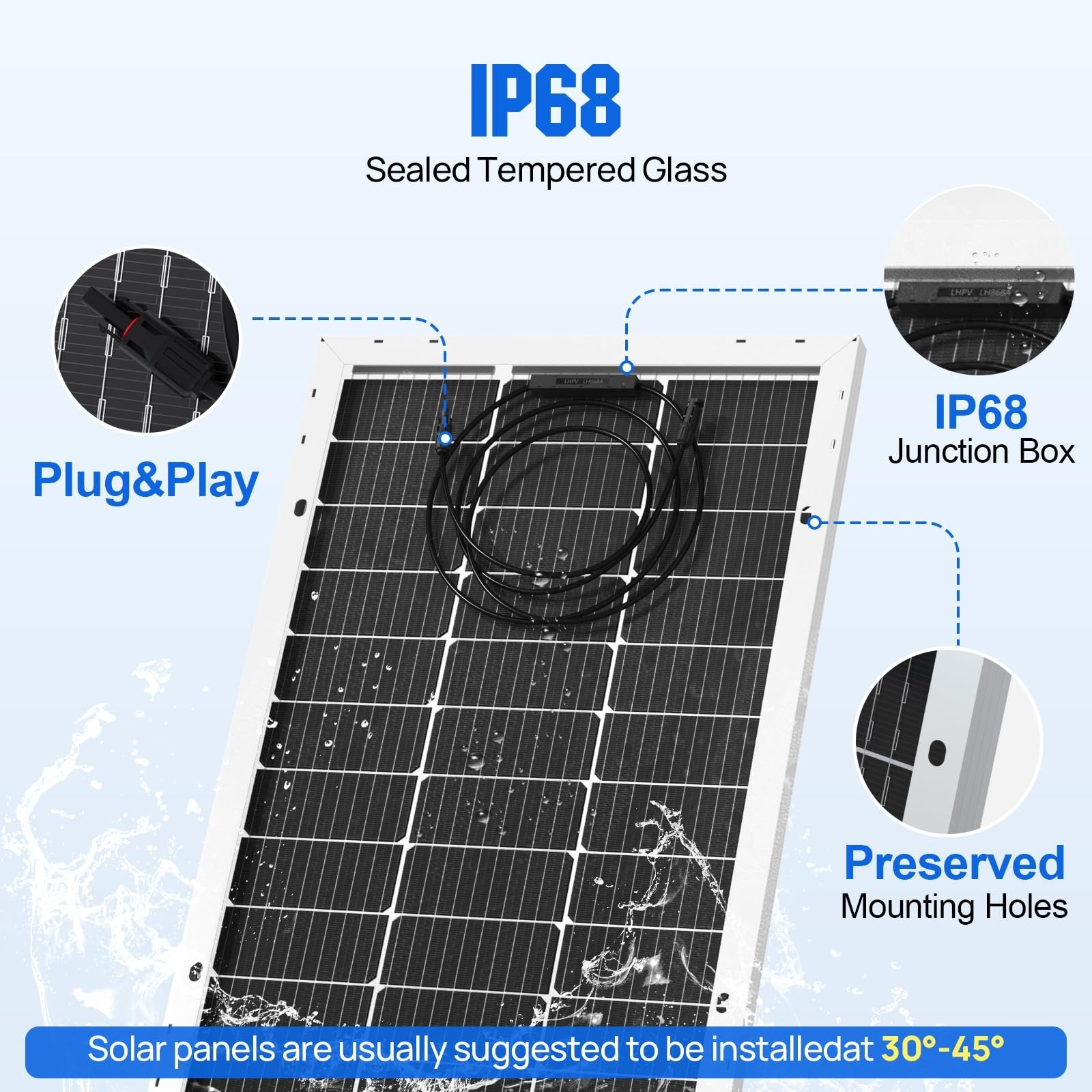 ECO-WORTHY Bifacial 100 Watt 12 Volt Solar Panel Monocrystalline Rigid High-E…
