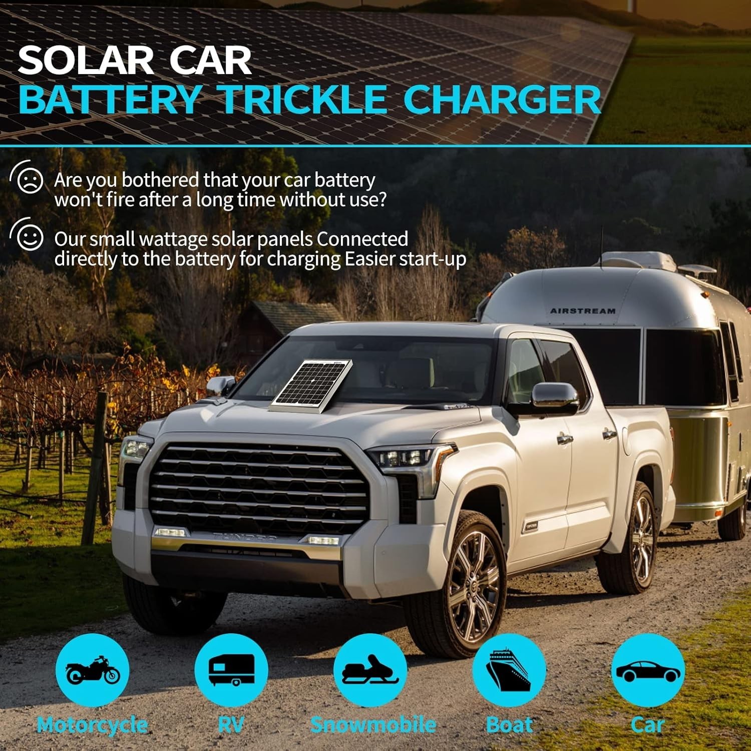Effortless Battery Maintenance: 5W Waterproof 12V Solar Charger for All Vehicles