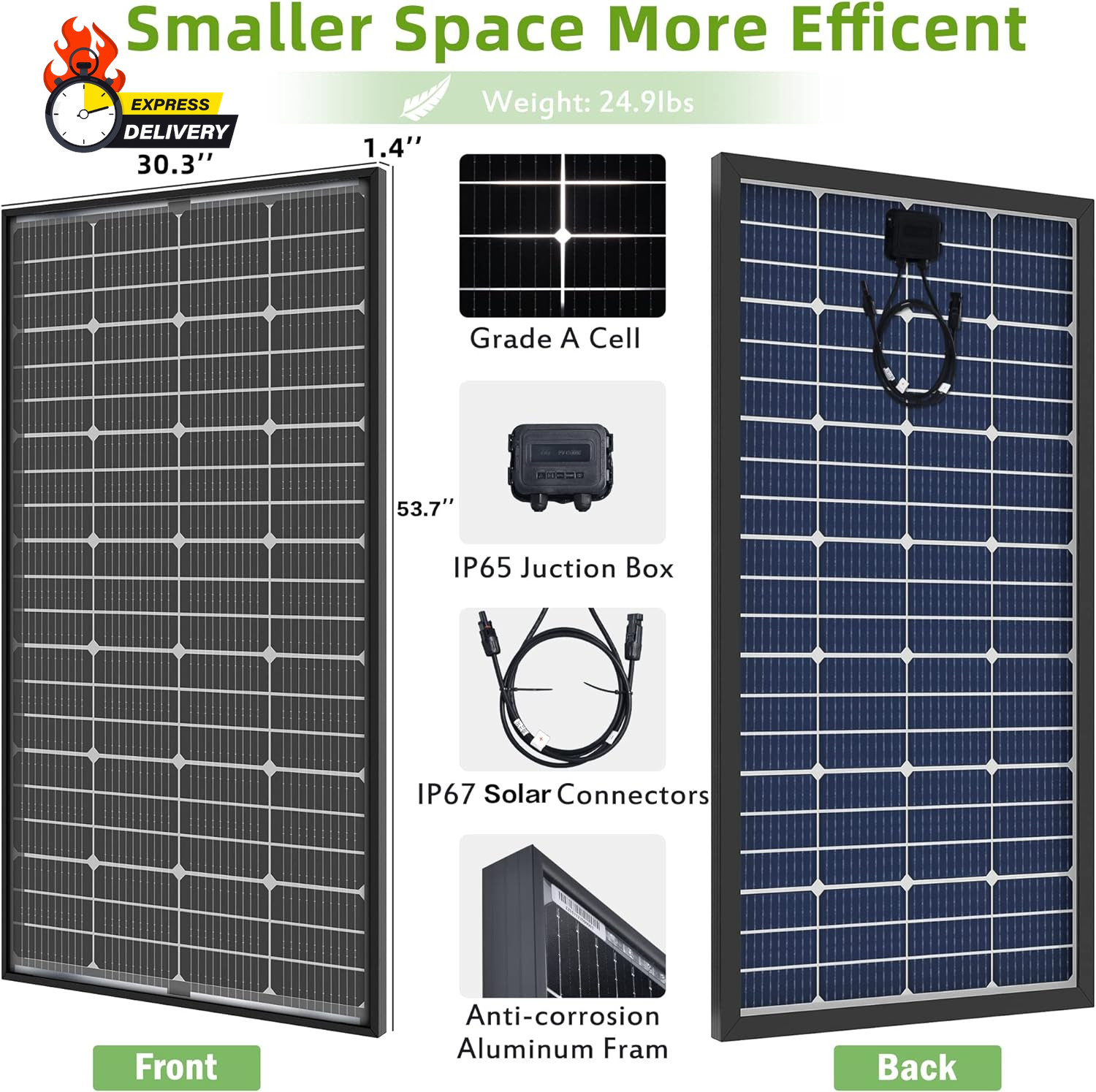 Bifacial 400 Watt Solar Panel 12V 10BB Monocrystalline Solar Panels High Efficie