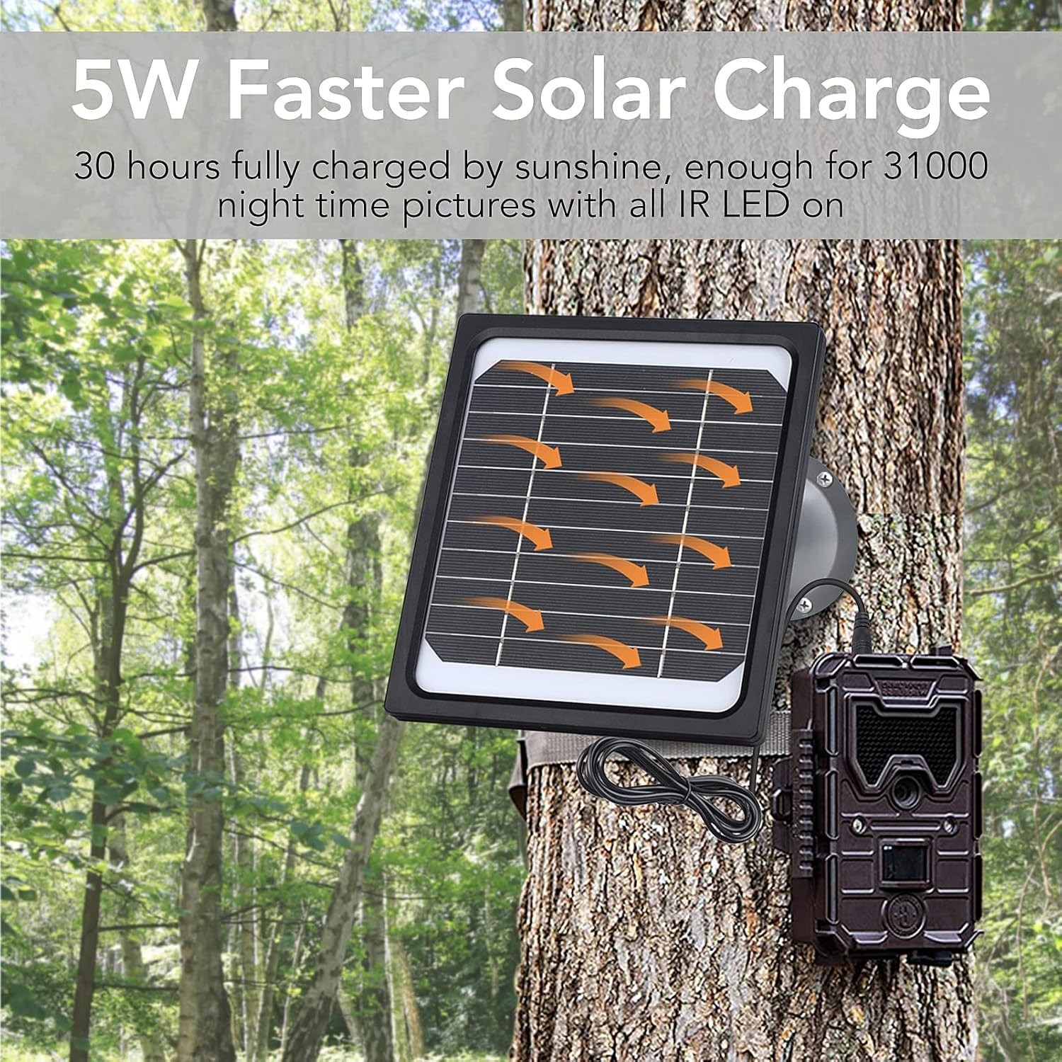 Dosarzo 5W 12V Solar Panel for Trail Camera with 5200mAh Rechargeable Battery