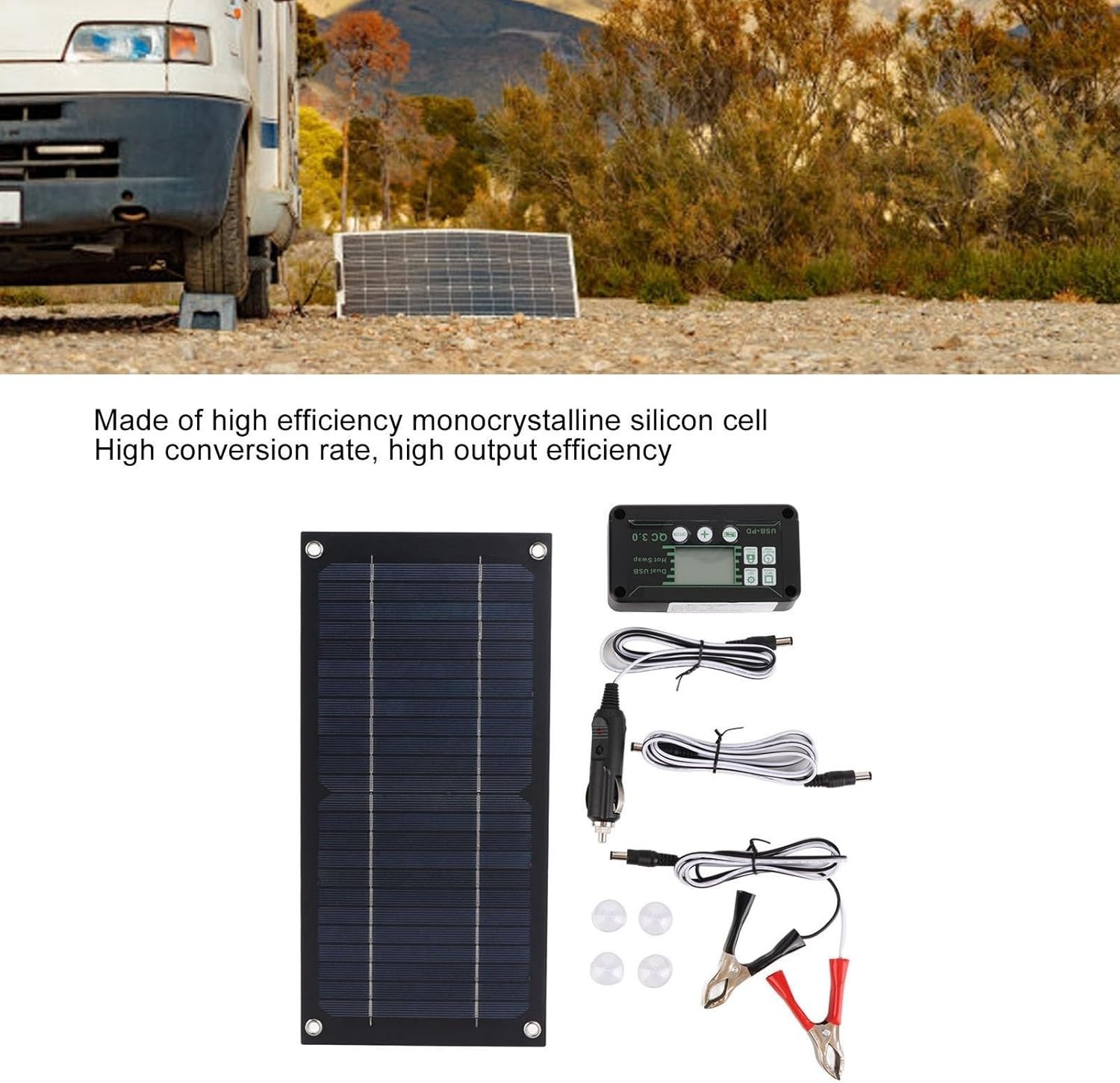 High-Efficiency 600W Solar Panel Charger with 100A Controller for Adventure