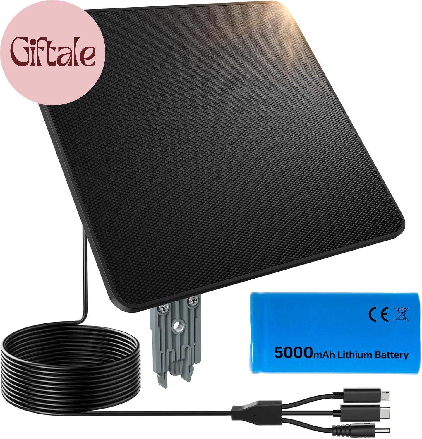 6W Solar Panel for Ring Camera, Trail Camera Solar Panel Charger with 5000Mah Ba