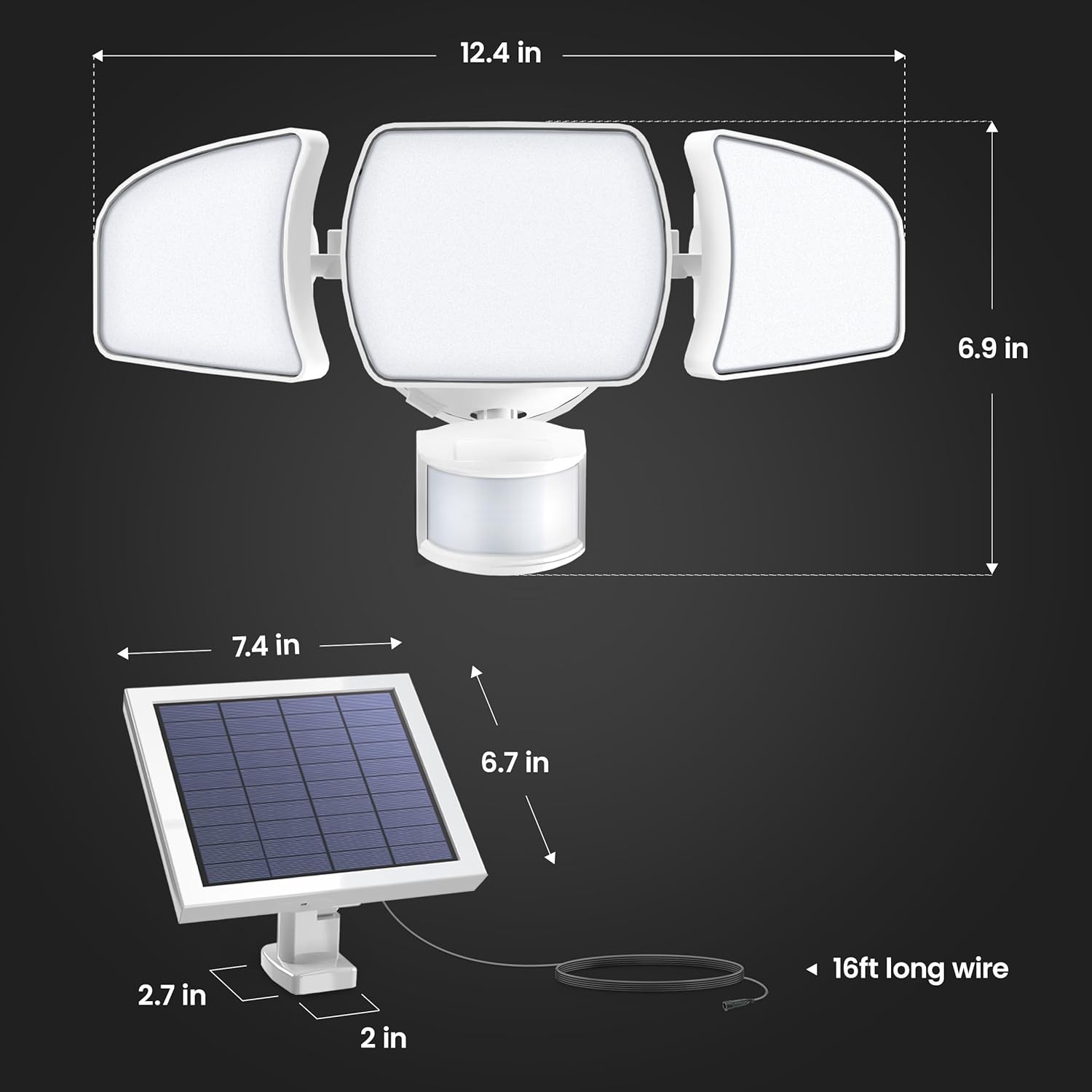 Feit Electric Outdoor LED Triple Head Solar Security Flood Lights with Motion Se