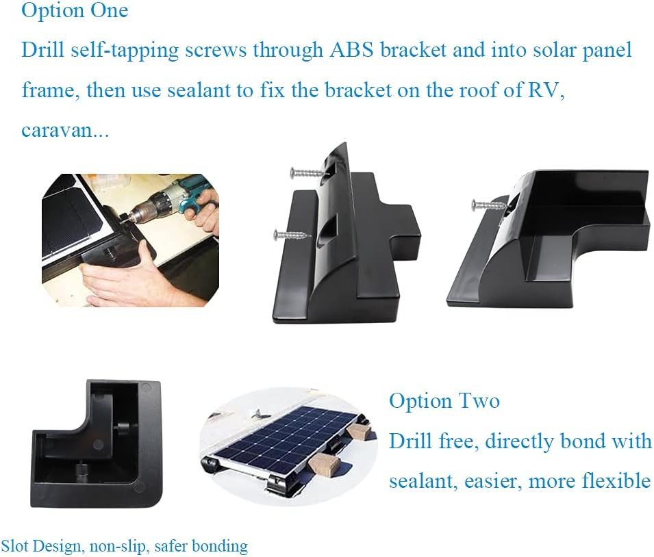 Solar Panel Mounting Brackets ABS Corner Bracket Kit 7PCS, Drill-Free Widely Use