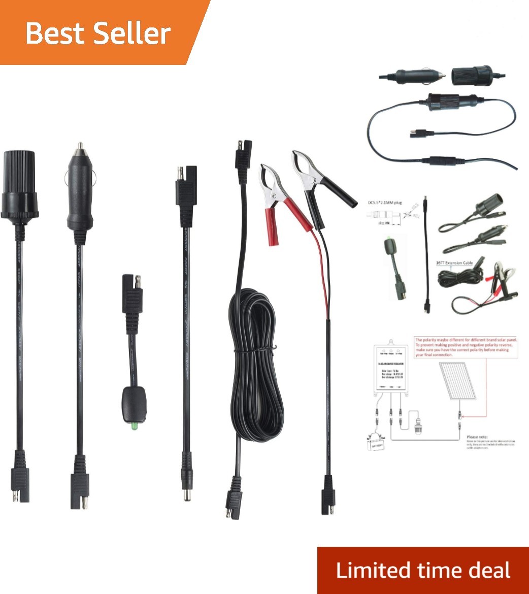 16FT Adapter SAE Connectors Quick Connect with Battery Clamps For 12V Trickle…