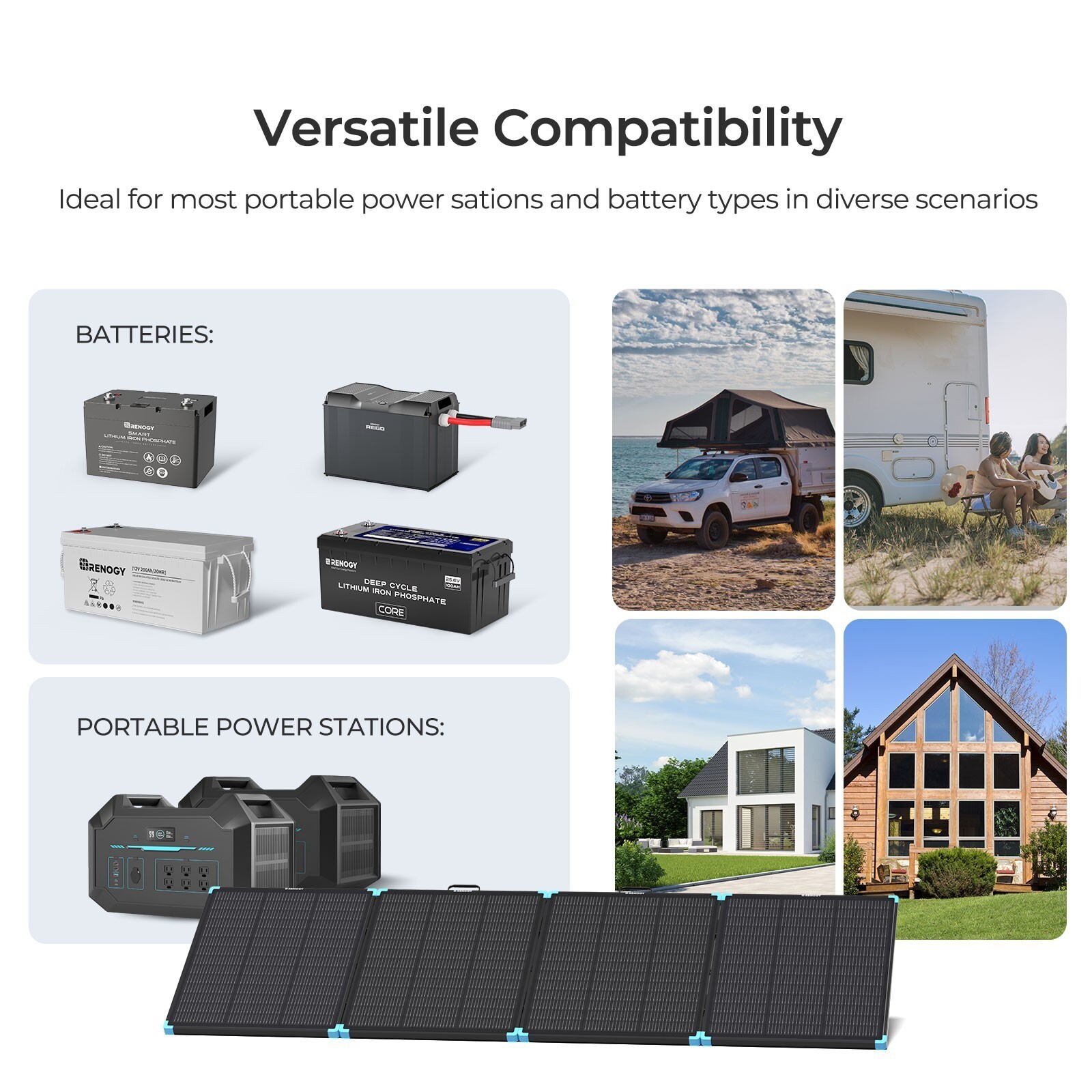 Renogy 300W Portable Solar Panel Lightweight Solar Suitcase IP67 For RV Camping