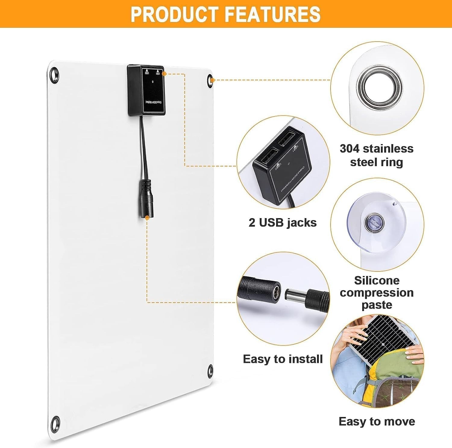 200W Solar Panel Kit 12V Dual 5V USB Outputs Solar Panel Controller Combo,wit…