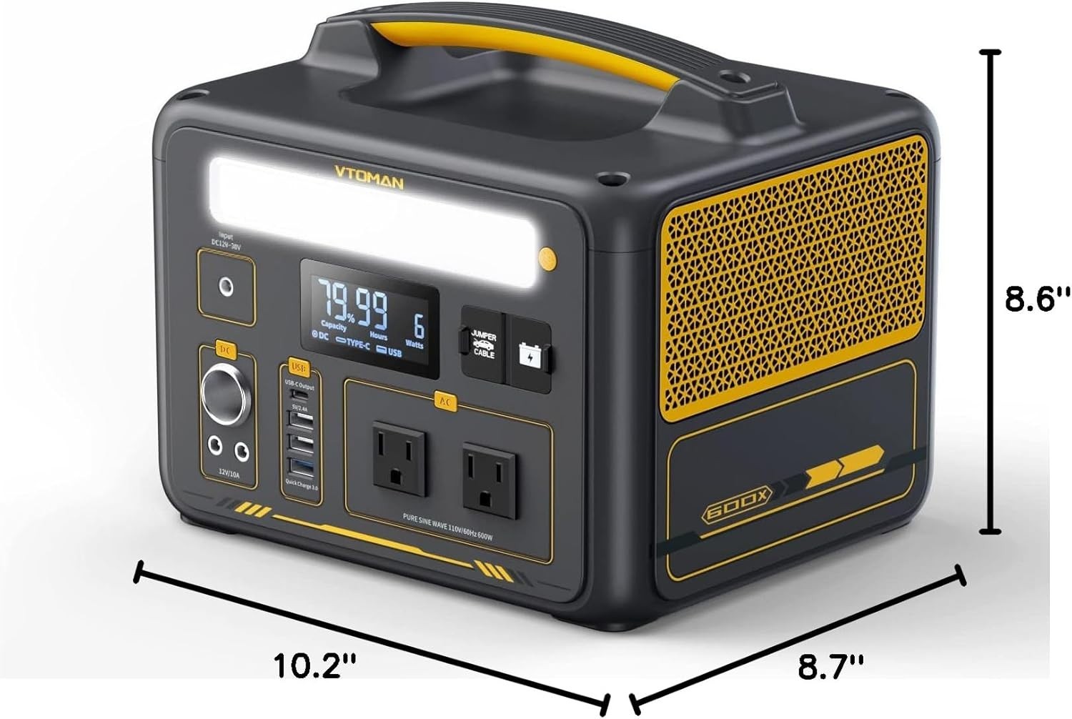 VTOMAN JUMP 600X SuperSafe LIFEBMS Portable Power Station 600W/299Wh for Car